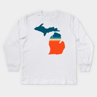 Michigan State Retro Map Kids Long Sleeve T-Shirt